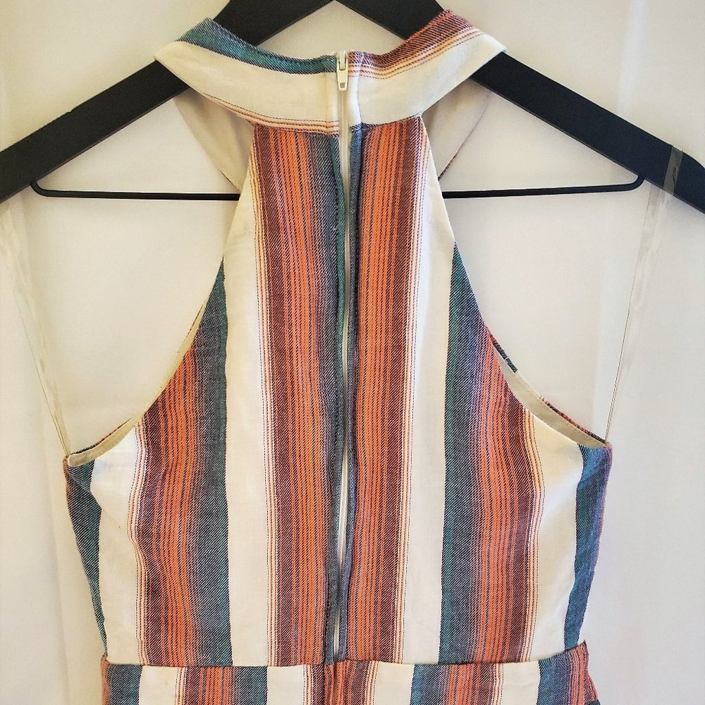 Crystal Sky White and Multi Colored Stripped Halter Back Zip-Up Romper Size S - Picture 9 of 16